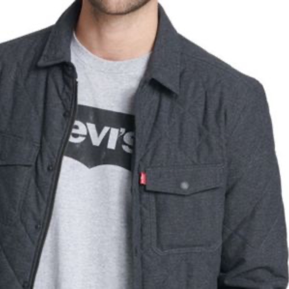 Levi's Men's Charcoal Gray Quilted Shirt Jacket L - Picture 5 of 13